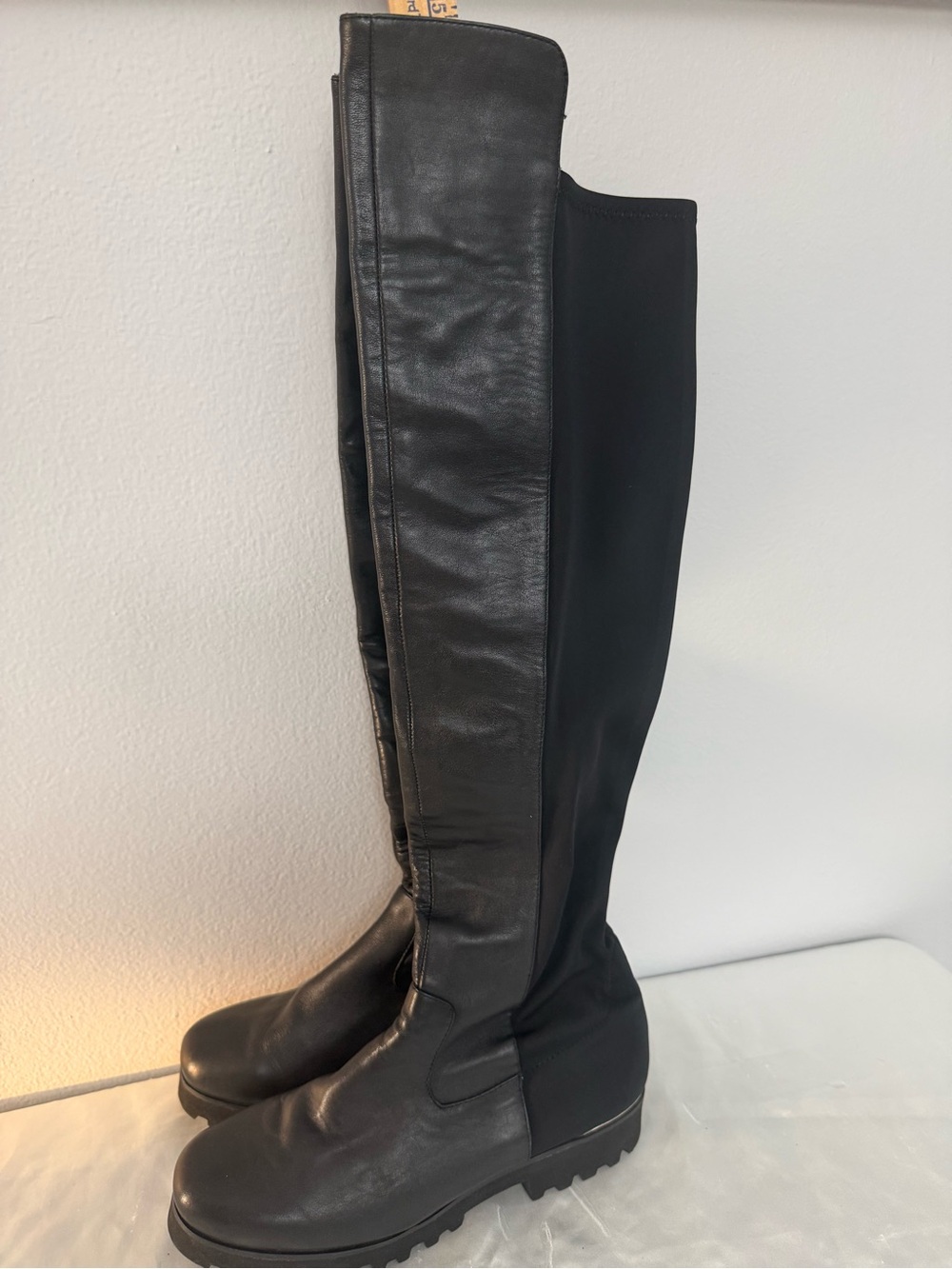 Donald J. Pliner Black Over-the-Knee Stretch Leather Boots